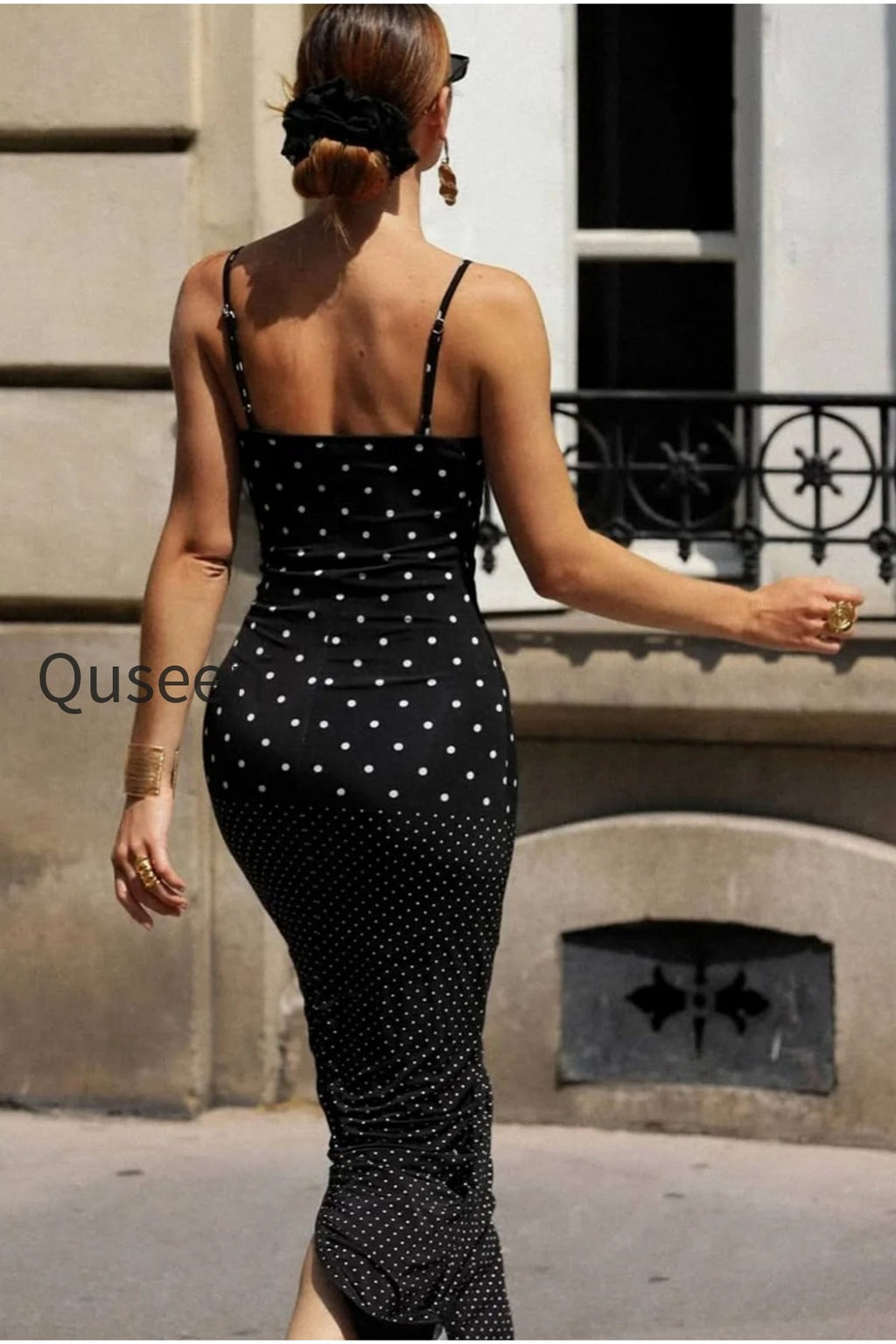 Polka Dot Cami Bodycon Slim Maxi Dress
