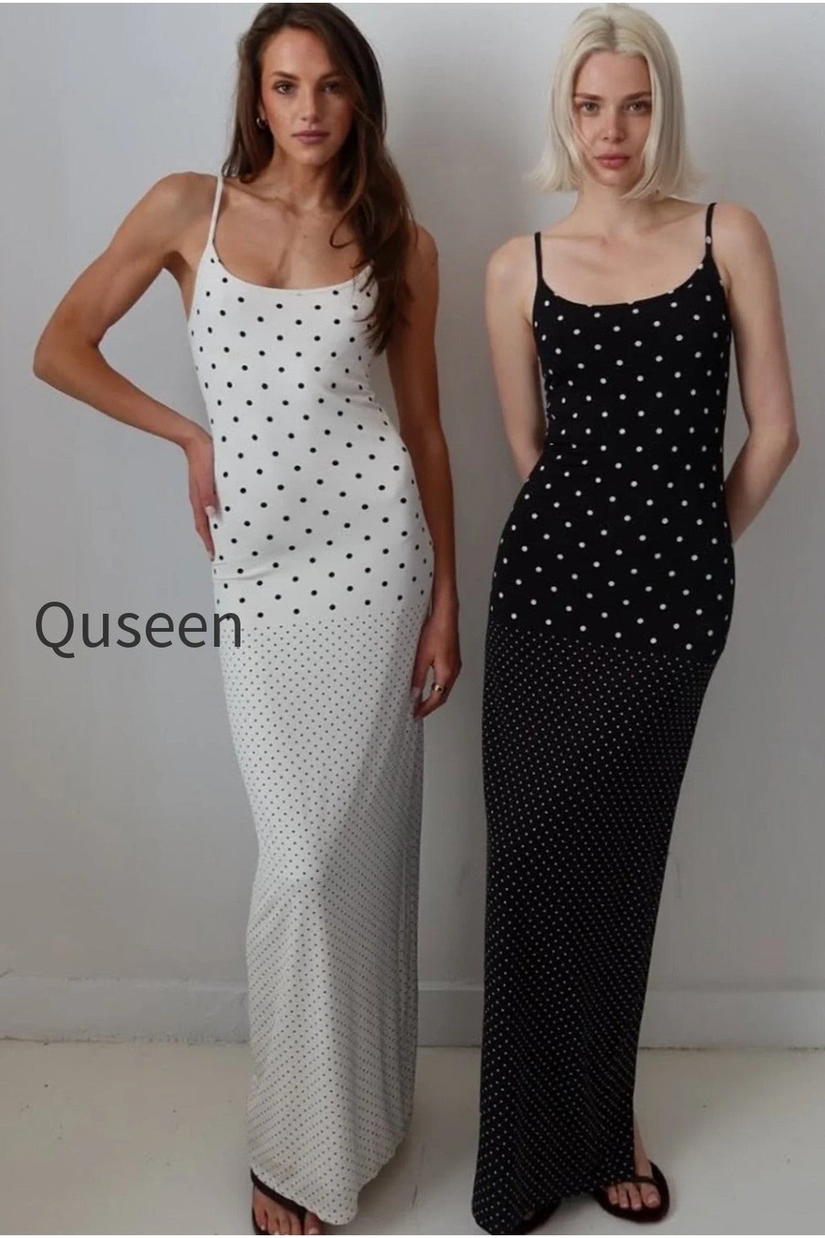 Polka Dot Cami Bodycon Slim Maxi Dress