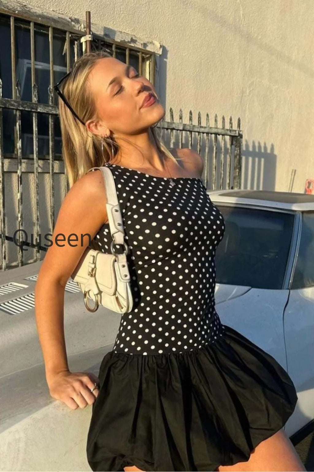 Sexy Polka Dot Cami Tulip Hem Mini Dress