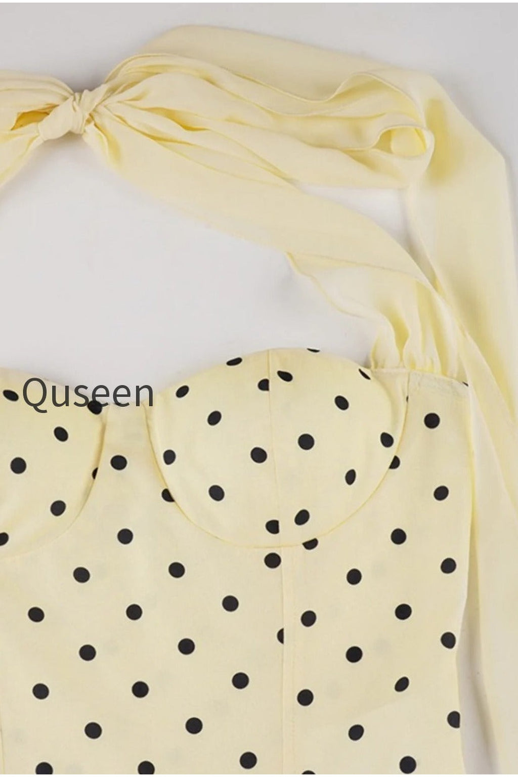 Polka Dot Sash Halter Tulip Mini Dress