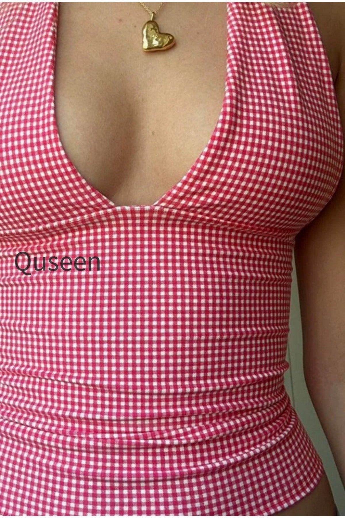 V Neck Heart Polka Dot Cami Top
