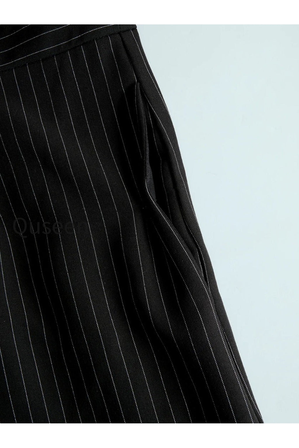 Black Pinstripe Suspender Wide-Leg Jumpsuit