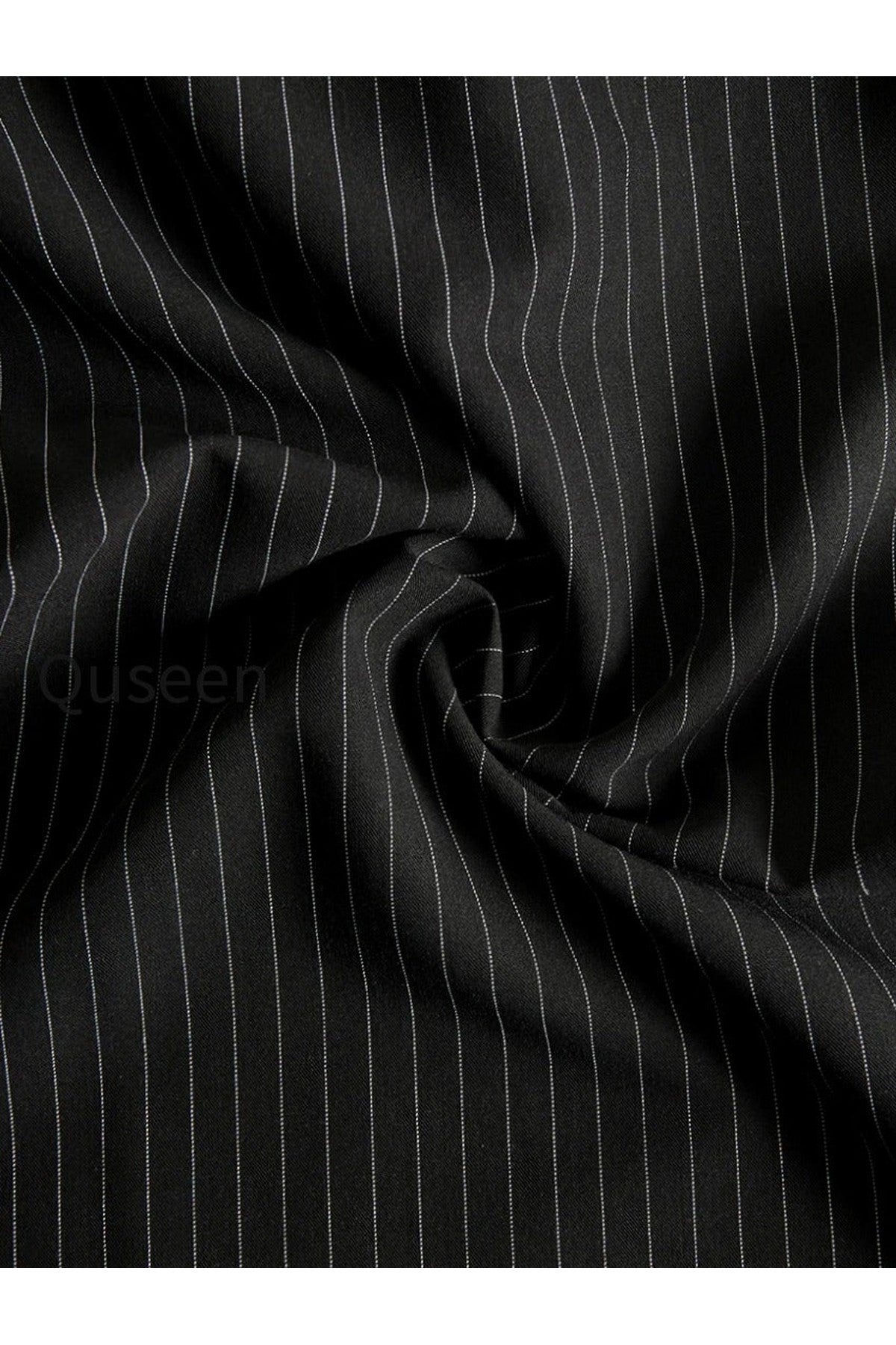 Black Pinstripe Suspender Wide-Leg Jumpsuit