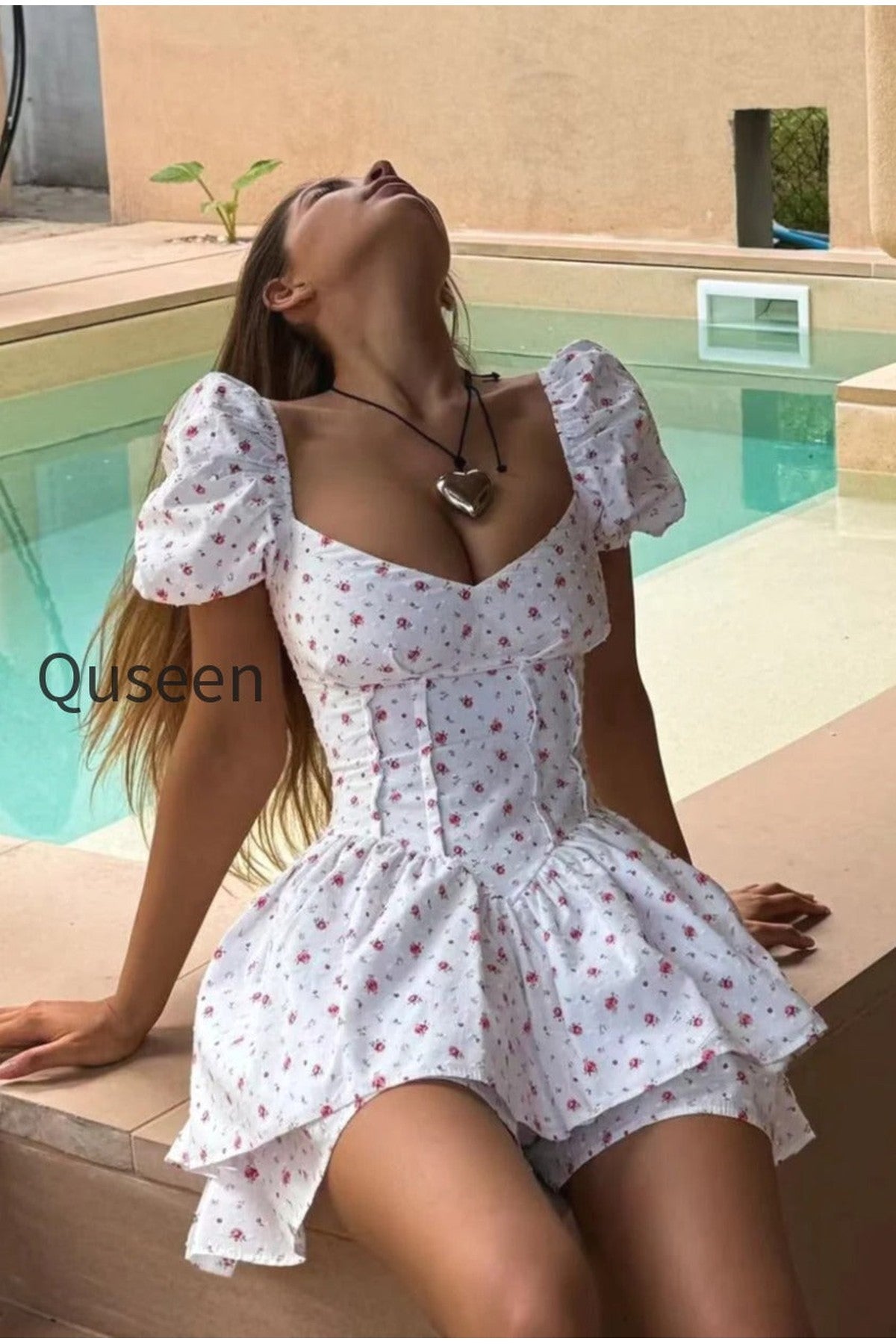 Sweet Tie Waist Ruffle Tier Puff Sleeve Mini Dress