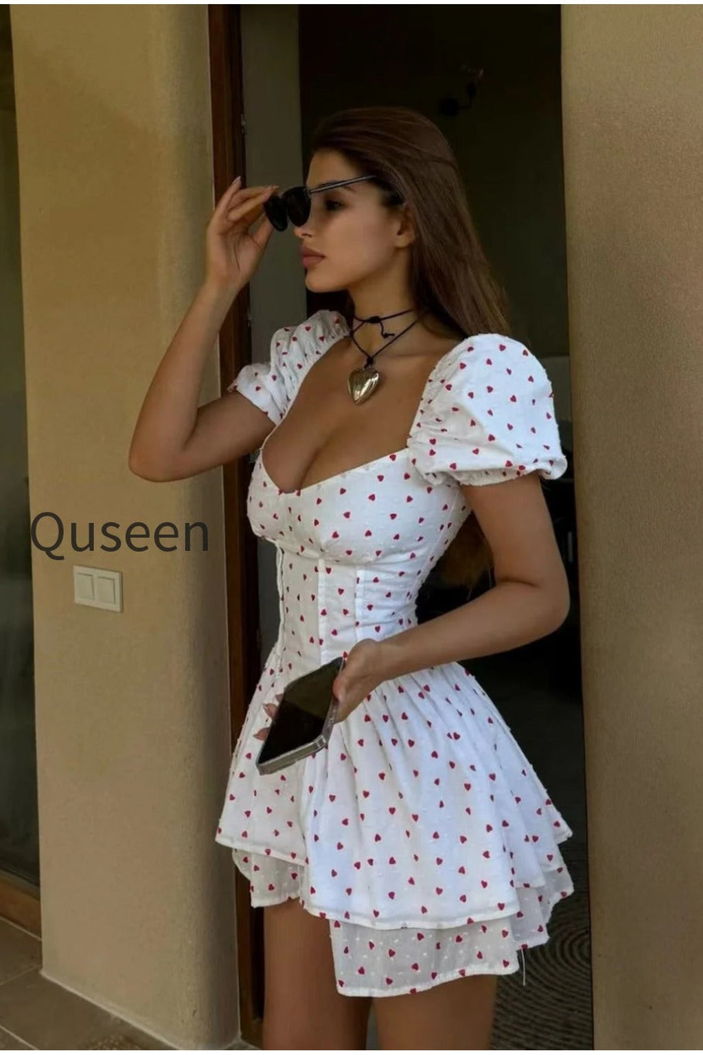 Sweet Tie Waist Ruffle Tier Puff Sleeve Mini Dress
