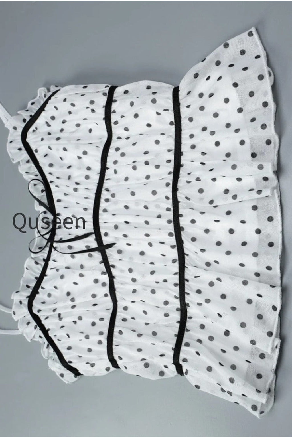 Polka Dot Mesh Low Cut Sexy Cami Top