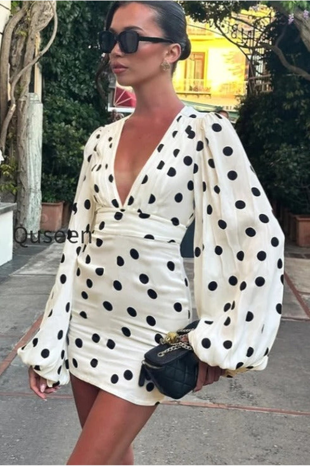 Vintage Polka Dot Bodycon Mini Dress