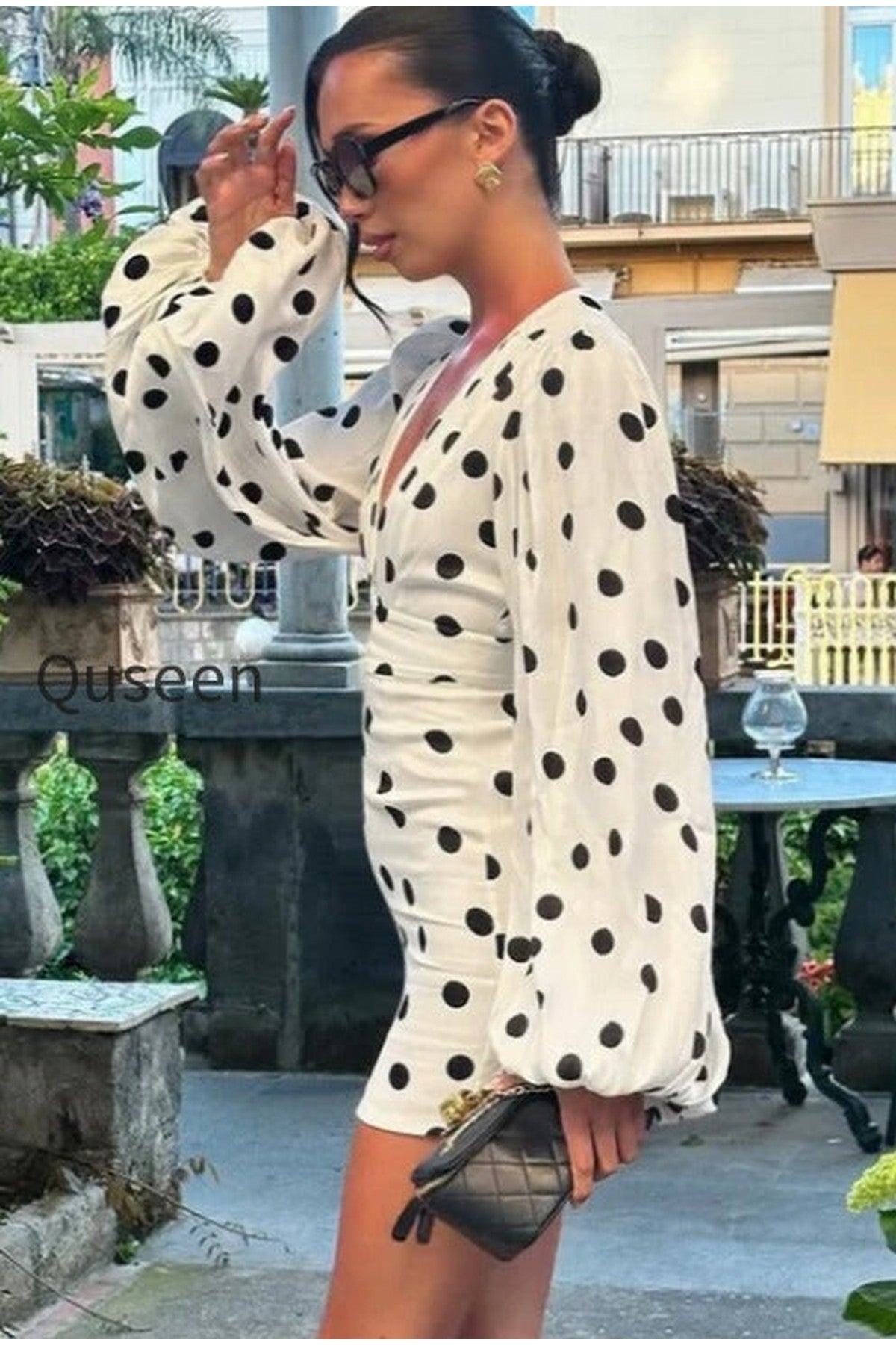 Vintage Polka Dot Bodycon Mini Dress