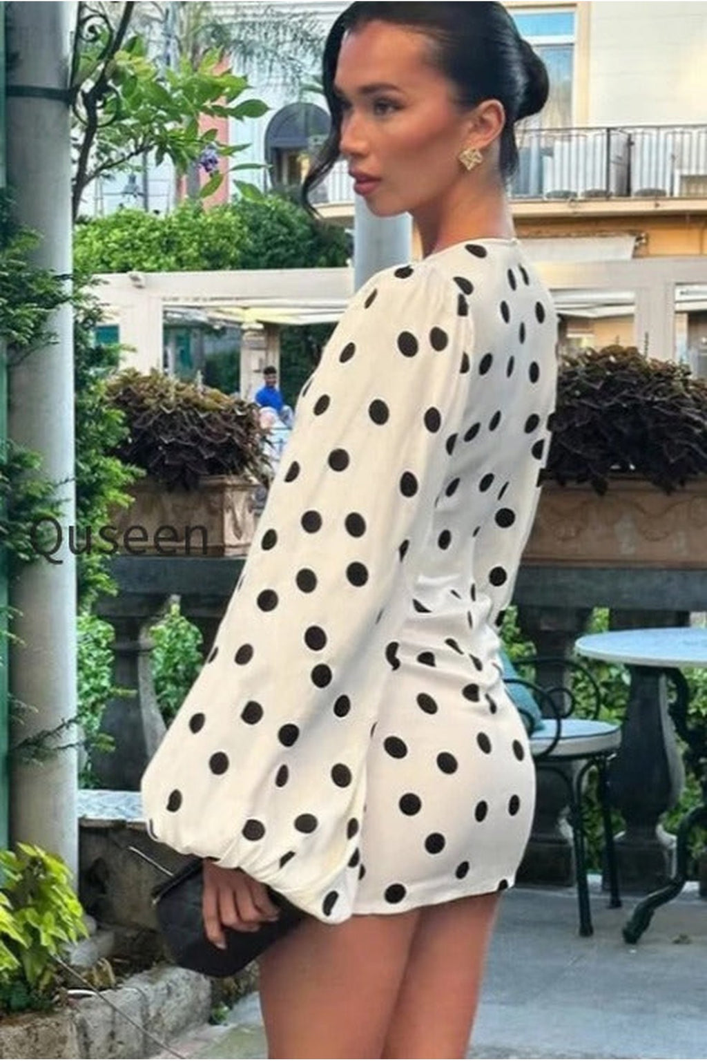 Vintage Polka Dot Bodycon Mini Dress
