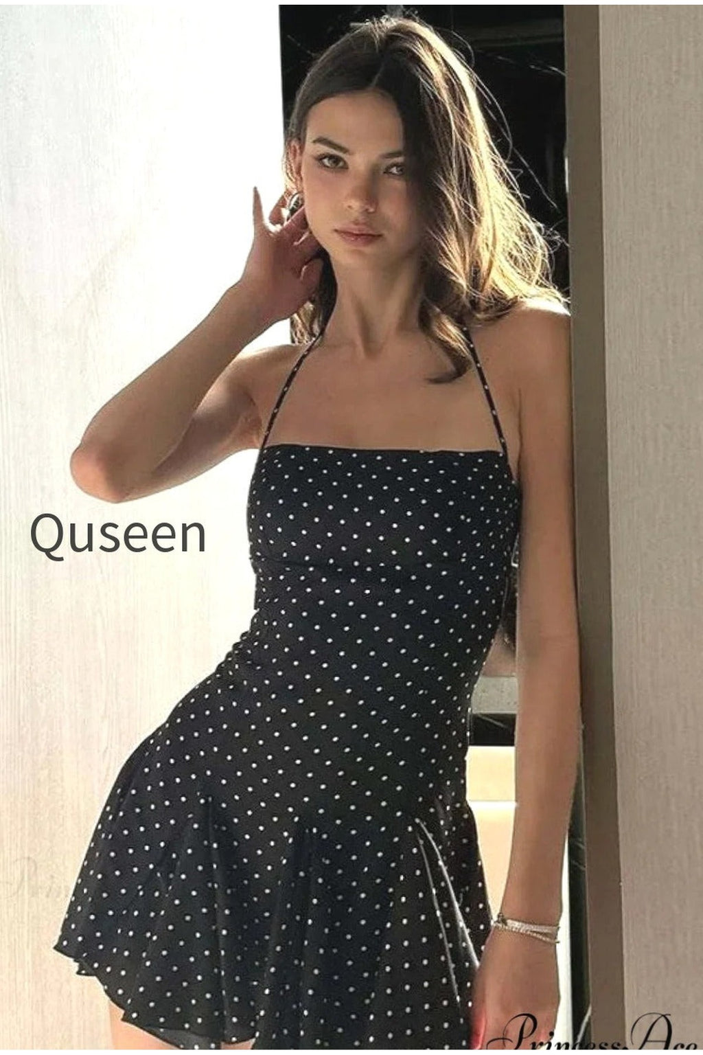 Vintage Polka Dot Halterneck Bodycon Party Dress