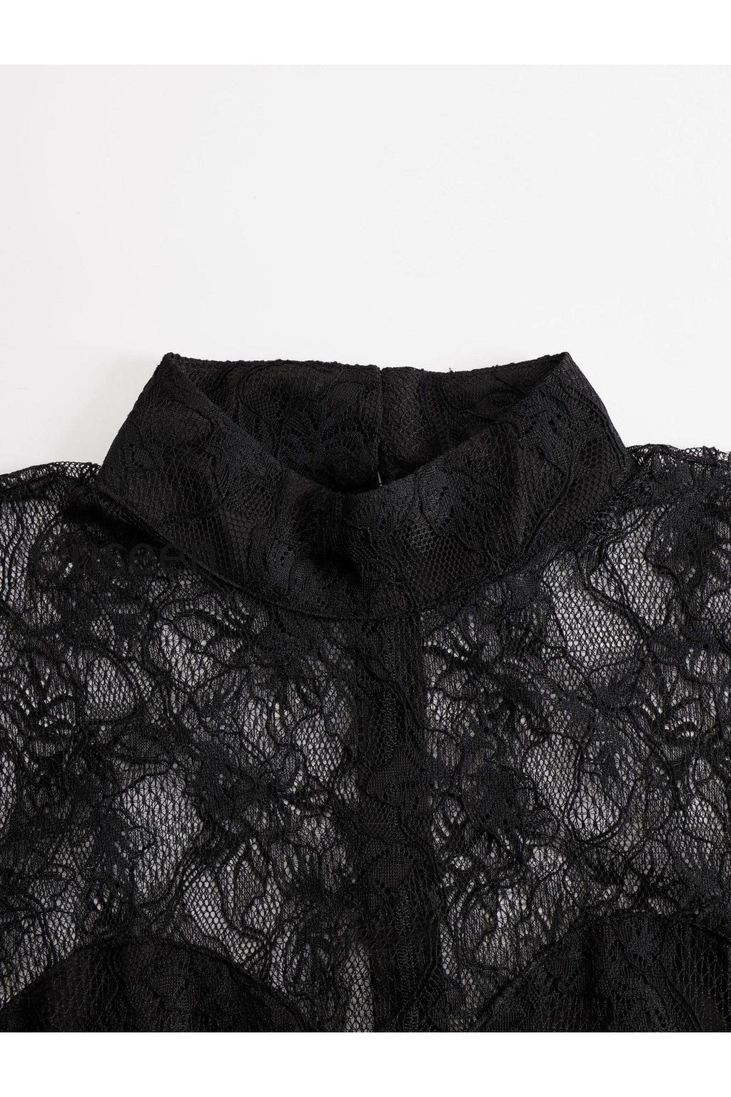 Black Lace Illusion Bodice Wide-Leg Evening Jumpsuit