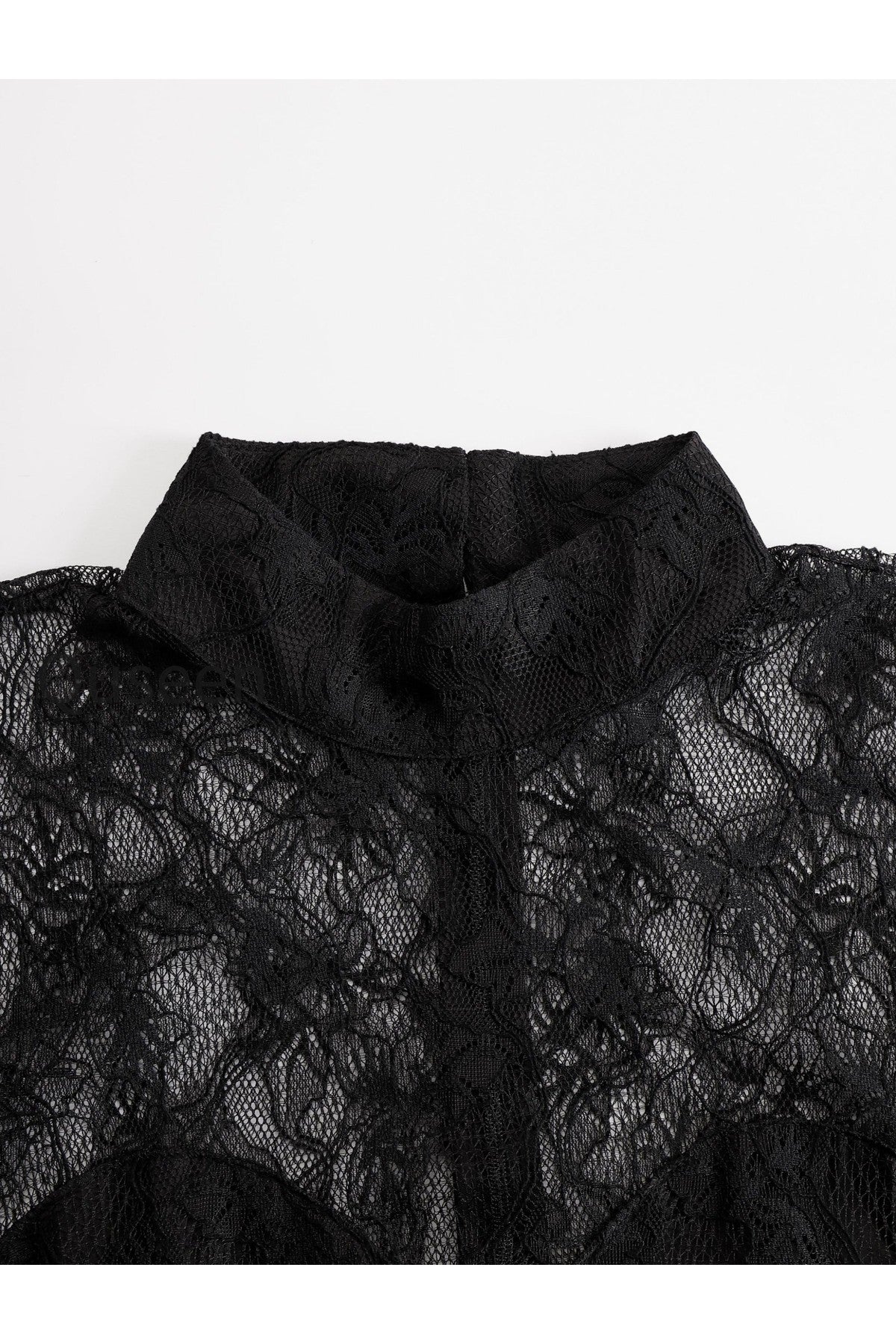 Black Lace Illusion Bodice Wide-Leg Evening Jumpsuit