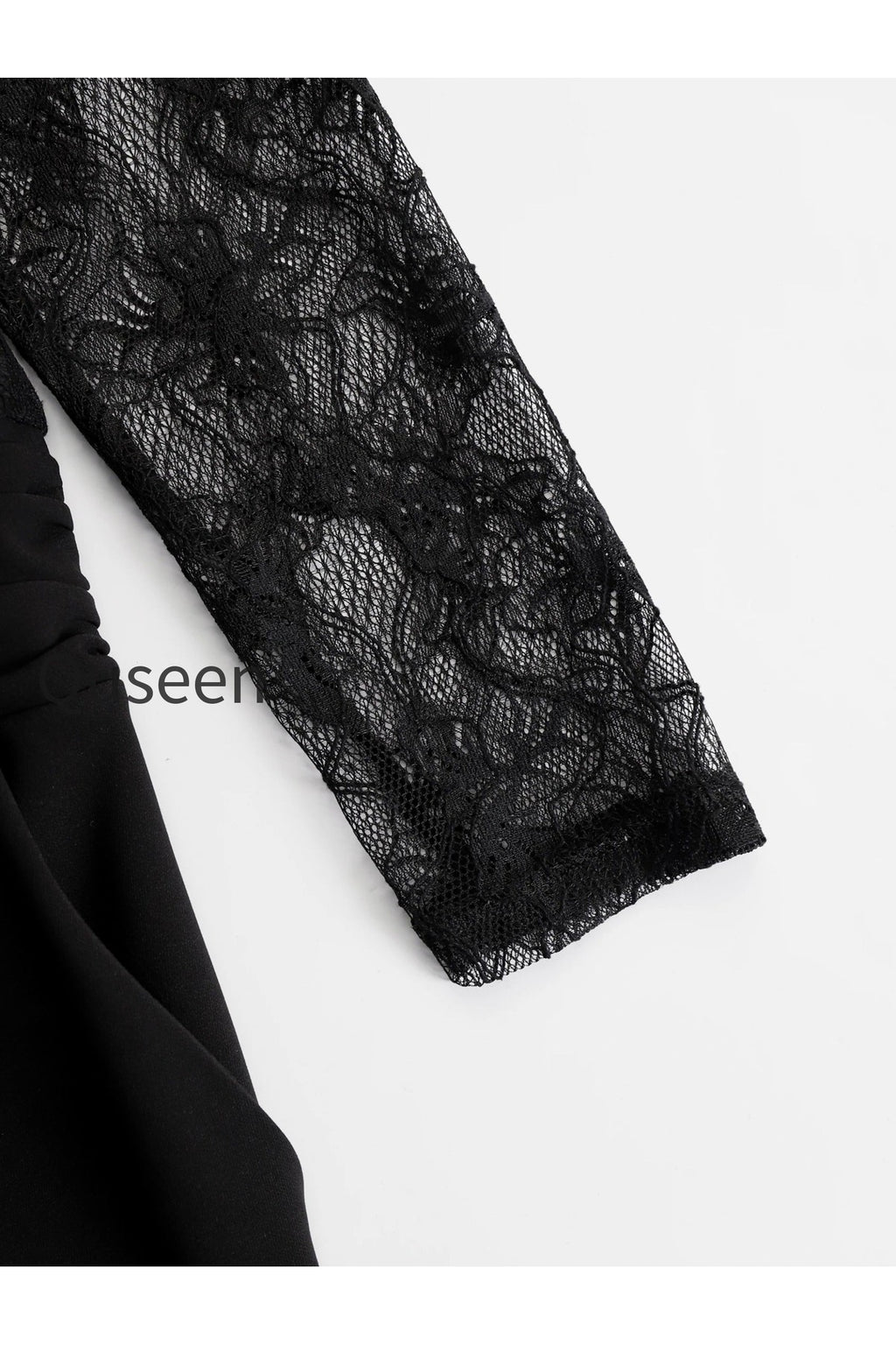 Black Lace Illusion Bodice Wide-Leg Evening Jumpsuit