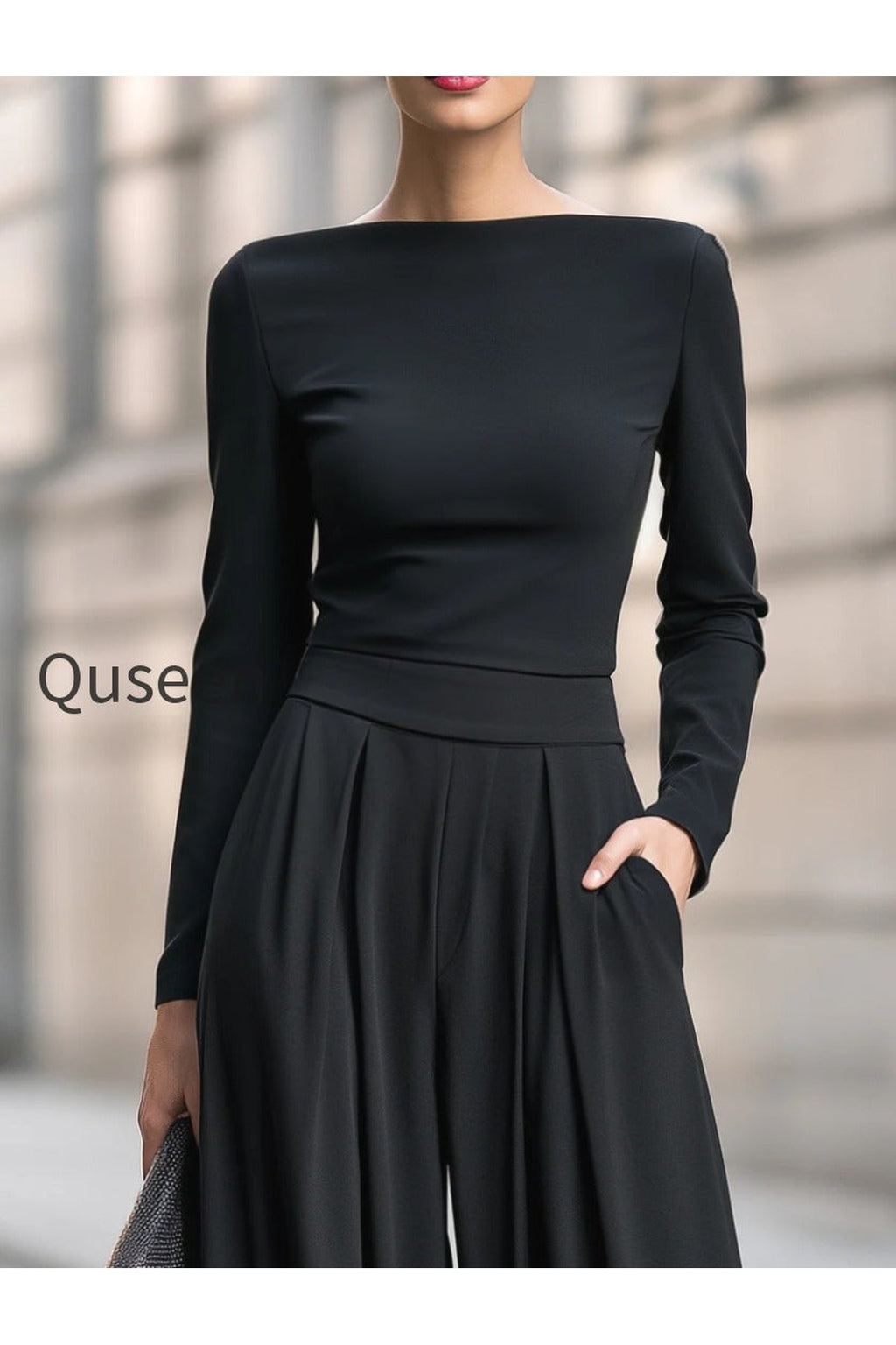 Elegant Boat Neck Wide-Leg Pleated Tailored Jumpsuit