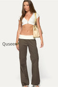 Jolee Contrast Ribbed Foldover Cargo Trousers