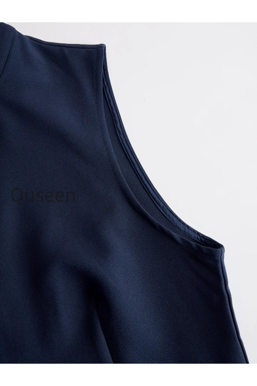 Navy Sleeveless Plunge-Neck Wide-Leg Jumpsuit