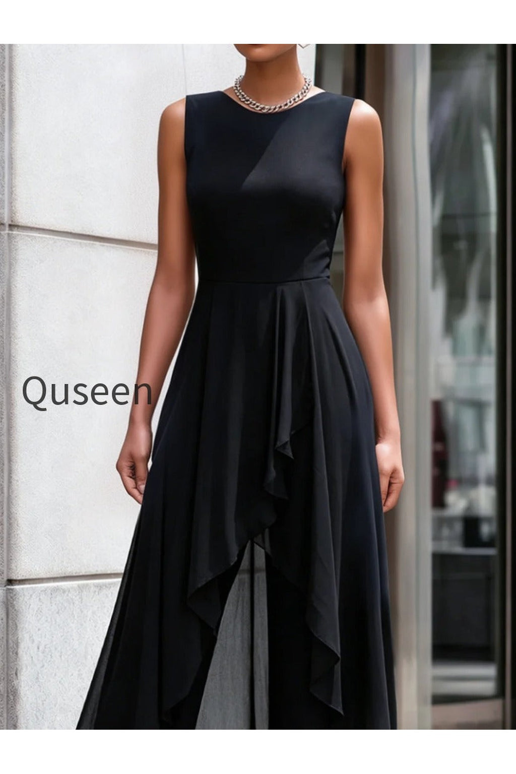 Sleeveless Layered Chiffon Overlay Jumpsuit