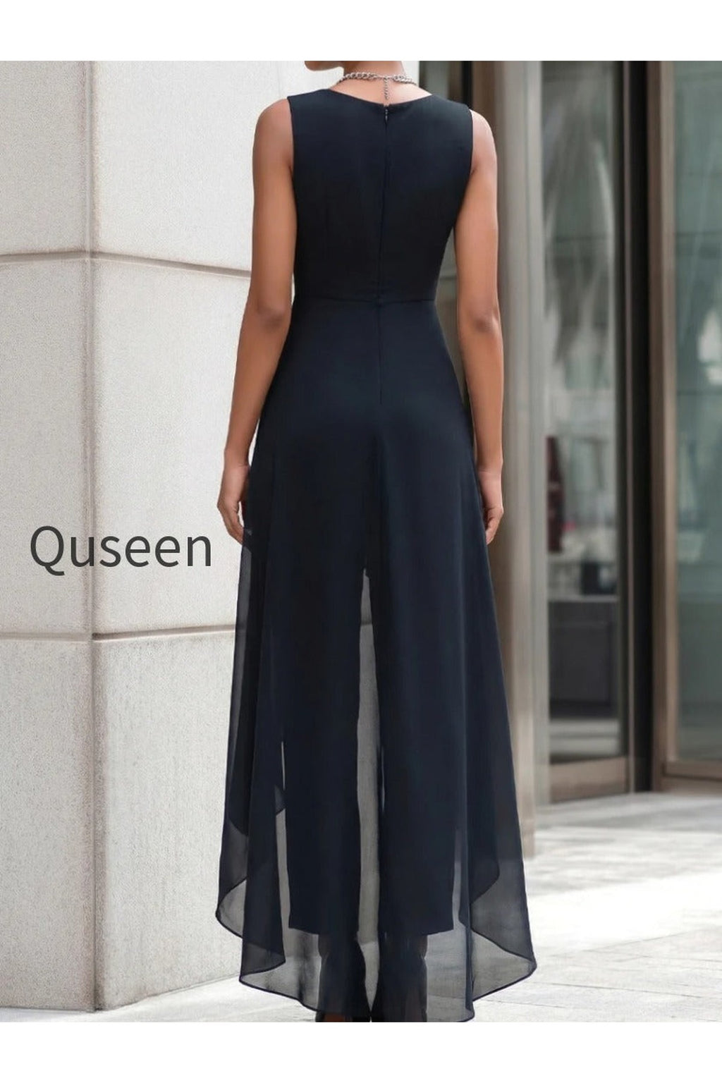 Sleeveless Layered Chiffon Overlay Jumpsuit