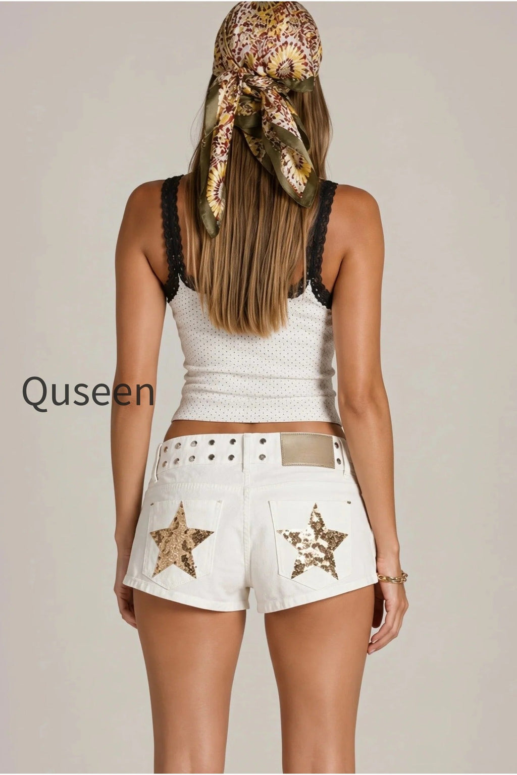 Y2K Hot Star Print Denim Shorts