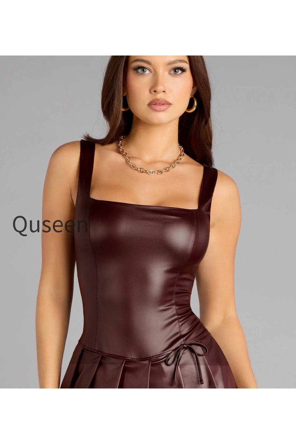 Flirty Plans Faux Leather A-Line Romper