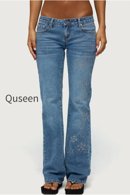 Anola Studded Low Rise Bootcut Jeans