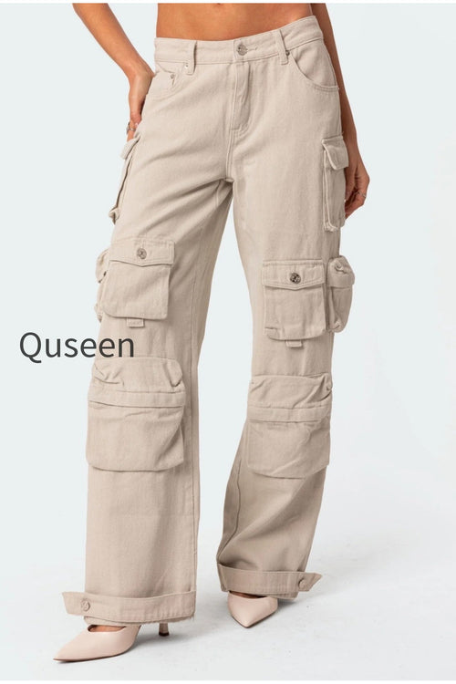 Boyfriend Low Rise Baggy Cargo Jeans