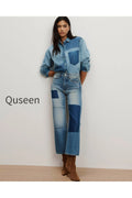 Dylan Patchwork Straight-Leg Jean