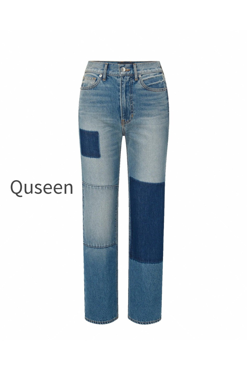 Dylan Patchwork Straight-Leg Jean