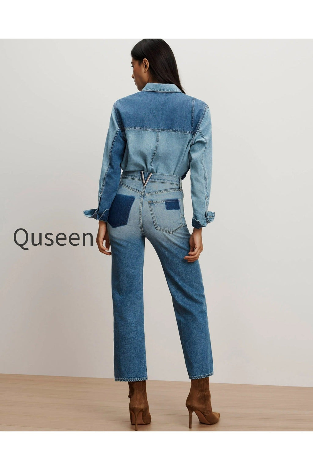Dylan Patchwork Straight-Leg Jean