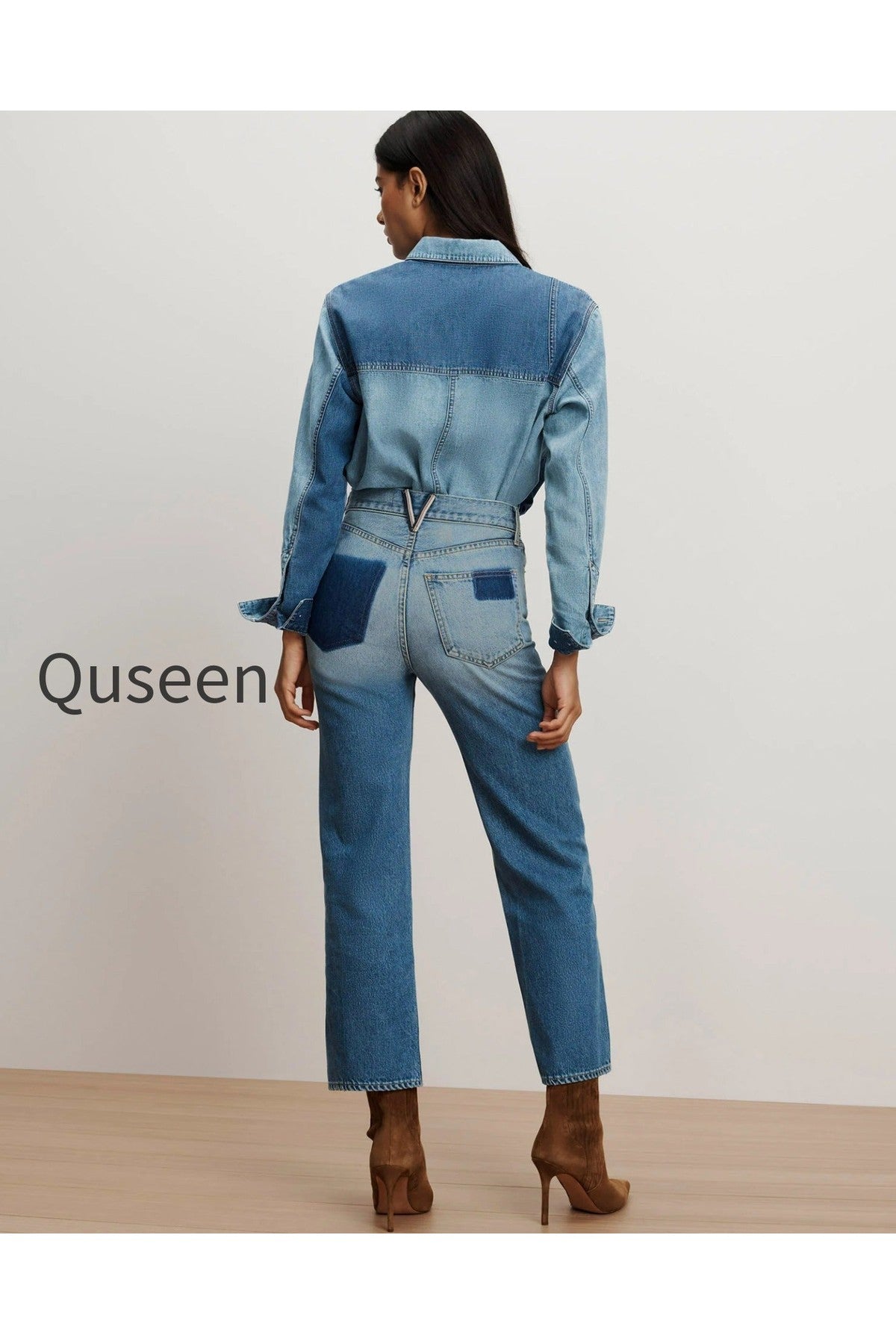 Dylan Patchwork Straight-Leg Jean