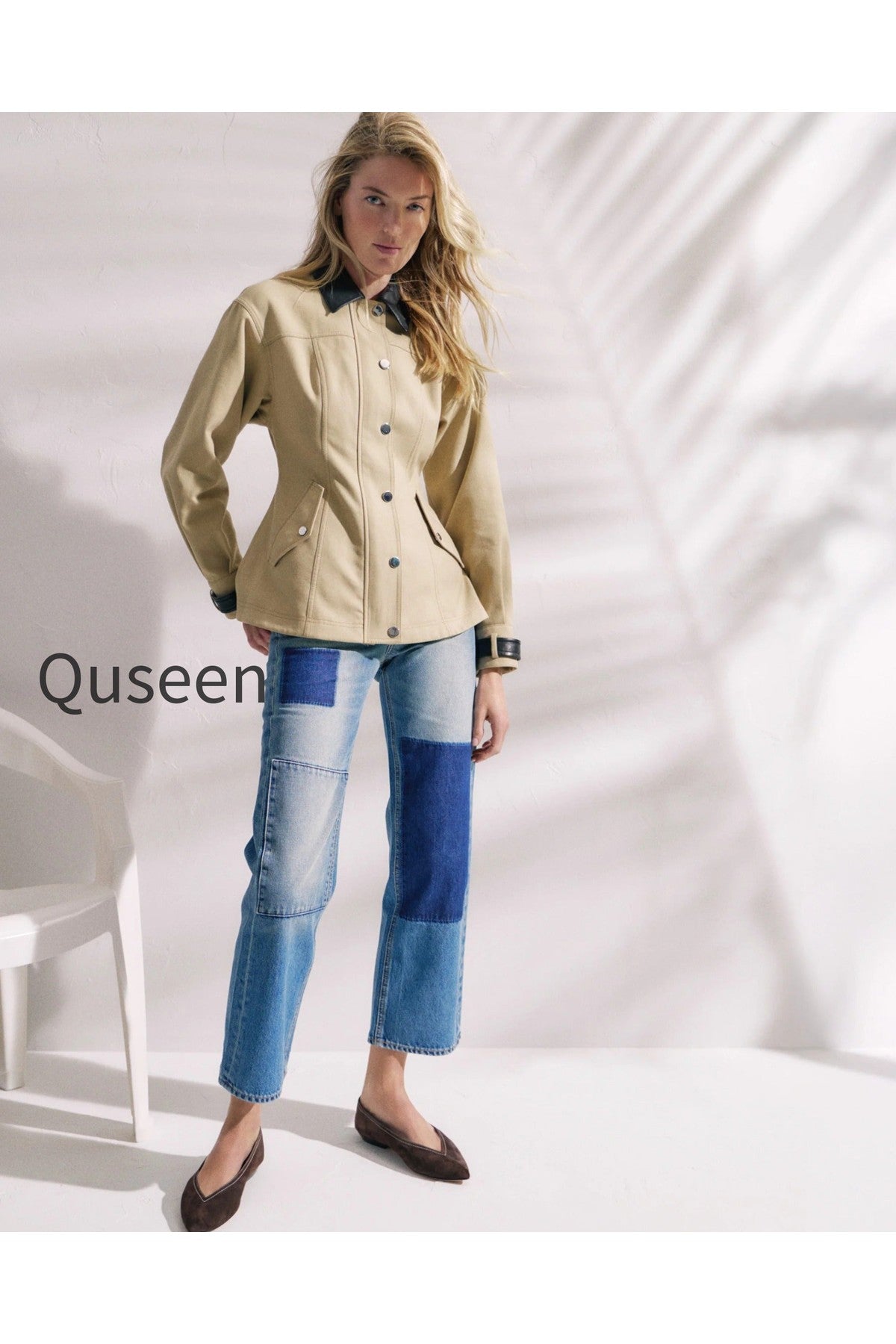 Dylan Patchwork Straight-Leg Jean